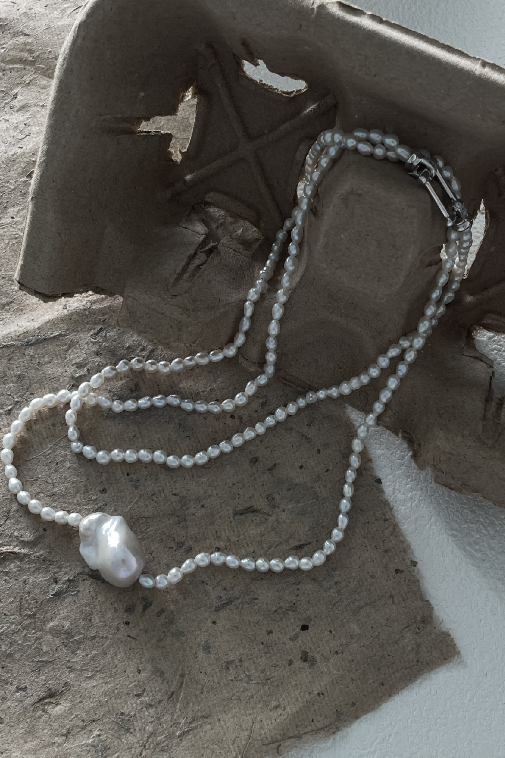 Double-Layer Bar Pearl Necklace 474